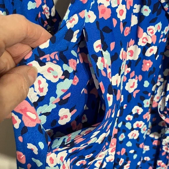 New Talbots Blue and Pink Floral Long Sleeve Dress Size XL - Picture 4 of 12